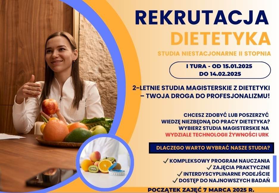 Informacja o rekrutacji na studia niestacjonarne 2-go stopnia Dietetyka