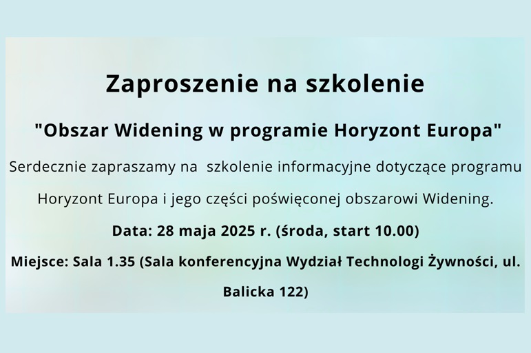 Zaproszenie na szkolenie informacyjne „Obszar Widening w programie Horyzont Europa”