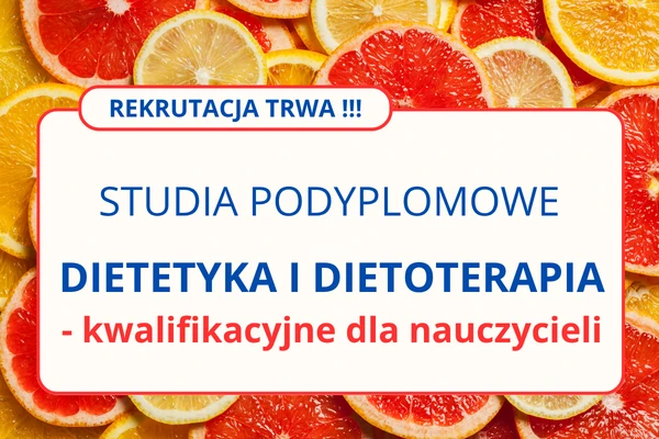 Baner reklamujący studia podyplomowe z dietetyki i dietoterapii dla nauczycieli
