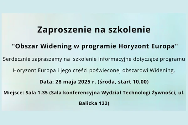 Zaproszenie na szkolenie informacyjne „Obszar Widening w programie Horyzont Europa”