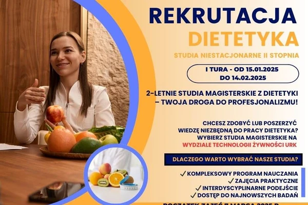 Informacja o rekrutacji na studia niestacjonarne 2-go stopnia Dietetyka