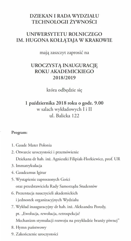 Inauguracja roku akademickiego