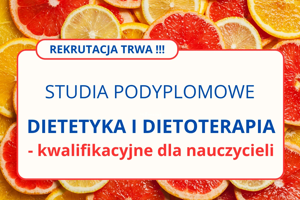 Baner reklamujący studia podyplomowe z dietetyki i dietoterapii dla nauczycieli